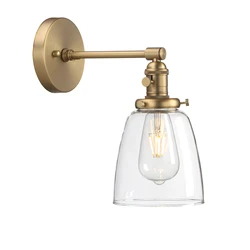 Phansthy Industrial Single Sconce Brushed Nickel Bathroom Vanity Light Fixture with 5.5 Inches Dome Clear Glass Lamp Shade
