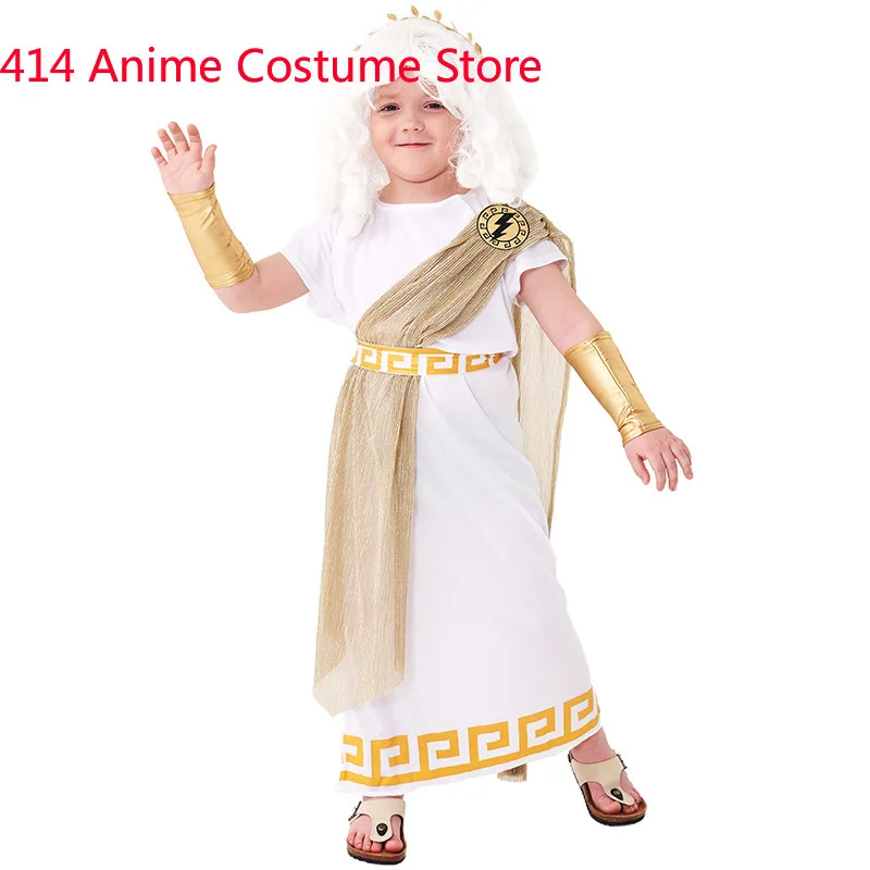 Ancient Greek Myth Gods King Poseidon Costume for Child Kids Boys Halloween Purim Book Week Fancy Dress