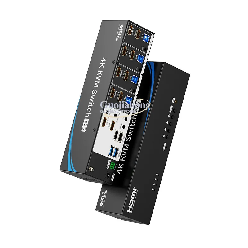 

eKL 412HW двухэкранный бесшовный HDMI-переключатель 4 входа/2 выхода с передачей данных USB3.0, поддержка высокого разрешения 4K@30 Гц