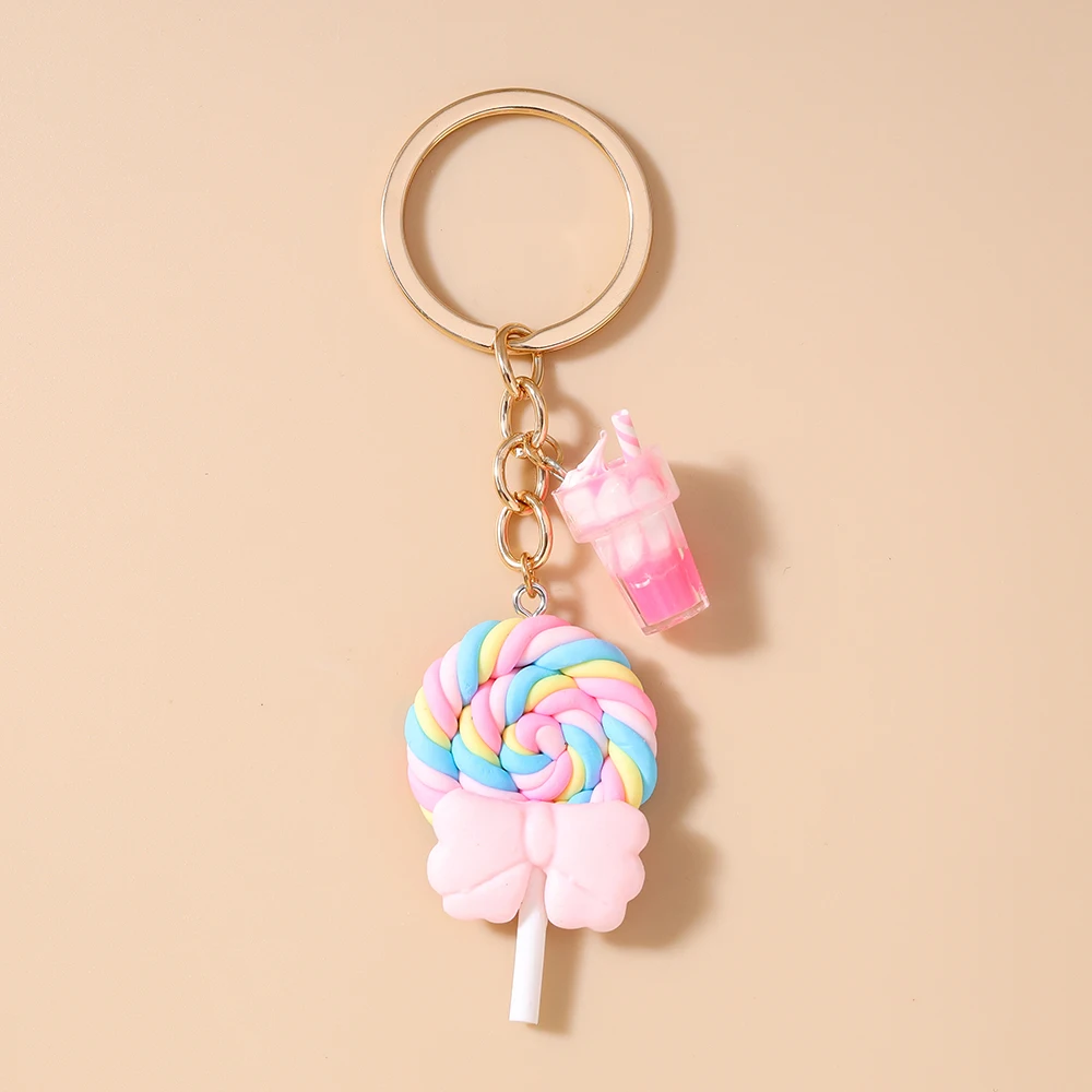 Pretty Resin Candy Lollipop Keychain, Juice Pendant