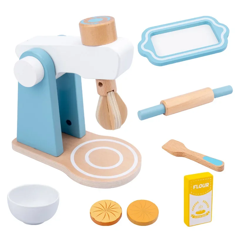 Juego de cocina de madera: cafetera, tostadora y batidora, juguete de habilidades de vida Montessori para el desarrollo de la creatividad de los niños pequeños