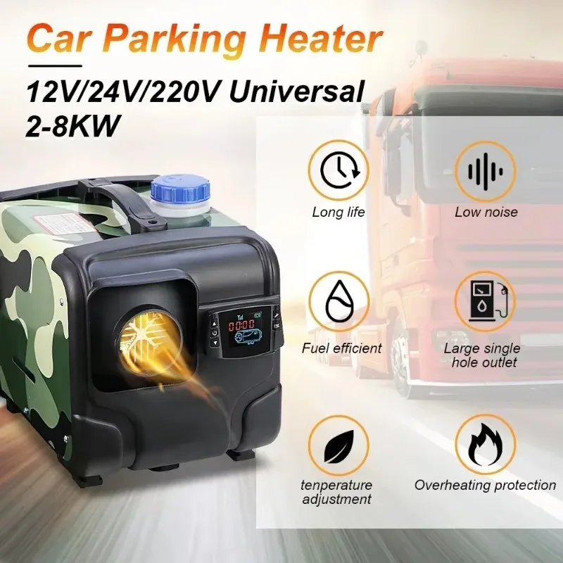 Car Diesel Air Parking Heater 12V 24V 220V 5KW-8KW Autonomous Heaters LCD Heaters Low Noise Heaters for Trucks Boats Household