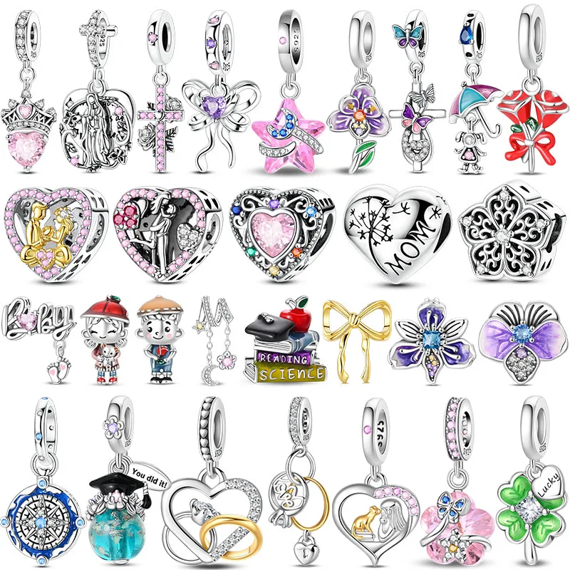 

100% стерлингового серебра 925 пробы в форме сердца, цветок для выпускного любовника, оригинальный дизайн, подвески, бусины, подходят для браслетов 3 мм, ювелирные изделия своими руками