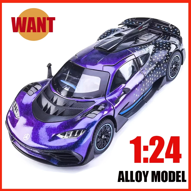 1:24 Ben AMG ONE Racing Sports Car Alloy Premium Model Diecast Metal Sound Light Hot Wheels Fast And Furious Perfect Kid Gifts C