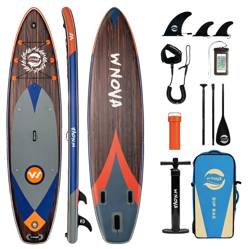 SUP WNOVA Aufblasbares Paddleboard im Küstenurlaubsstil, 335 * 84 * 15 cm, leicht zu transportieren, geeignet für Wasseryoga, Angeln, Familienreisen, ausgestattet mit fortschrittlichem Zubehör,