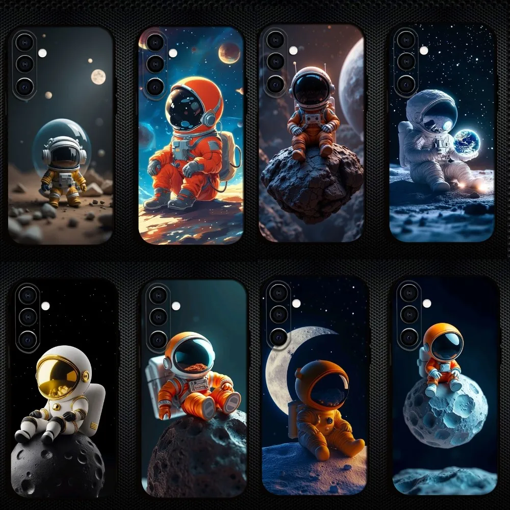

Cute astronaut Phone Case For Samsung Galaxy A73/A72/A71/A70/A53/A52/A51/Others Soft Black Shell