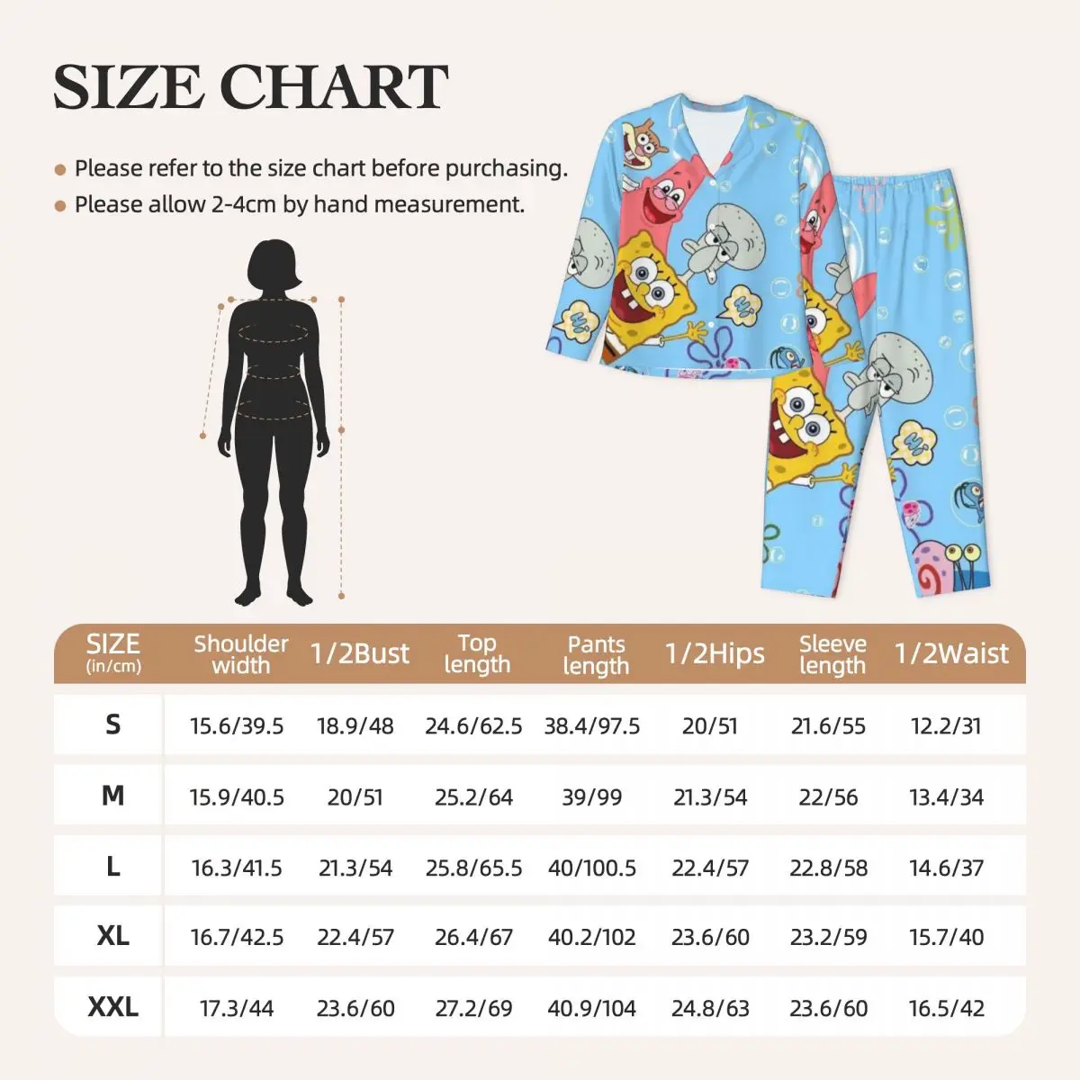 SpongeBob SquarePants Women Pajamas 2 Pieces Set Loungewear pyjama pour femme