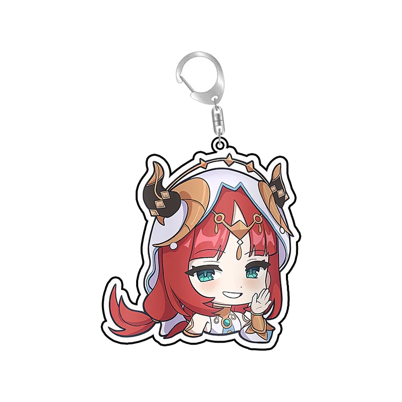 Genshin Impact Cute Kawii Key Chain Ring Keyring Nilou Figure Double Coated Custom Acrylic Keychain Cosplay Accessory Bag Charm