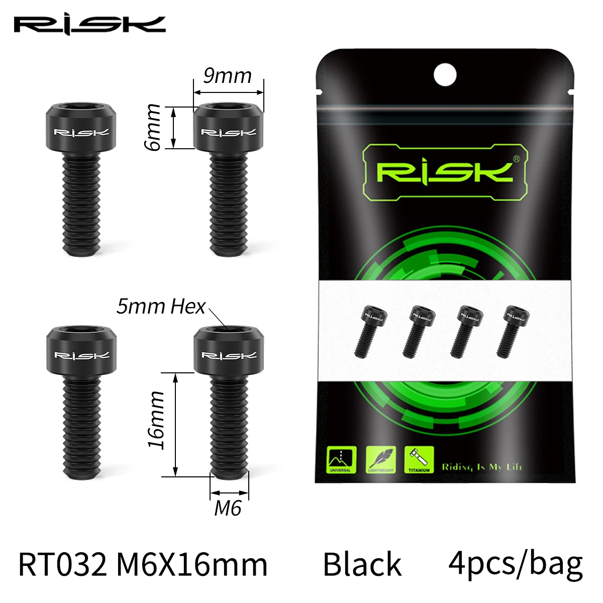 RISIKO 4PCS M6x16/18/20mm Fahrrad Scheibenbremse Feste Schrauben mit Unterlegscheibe Titan Mountainbike Bremssattel Klemme