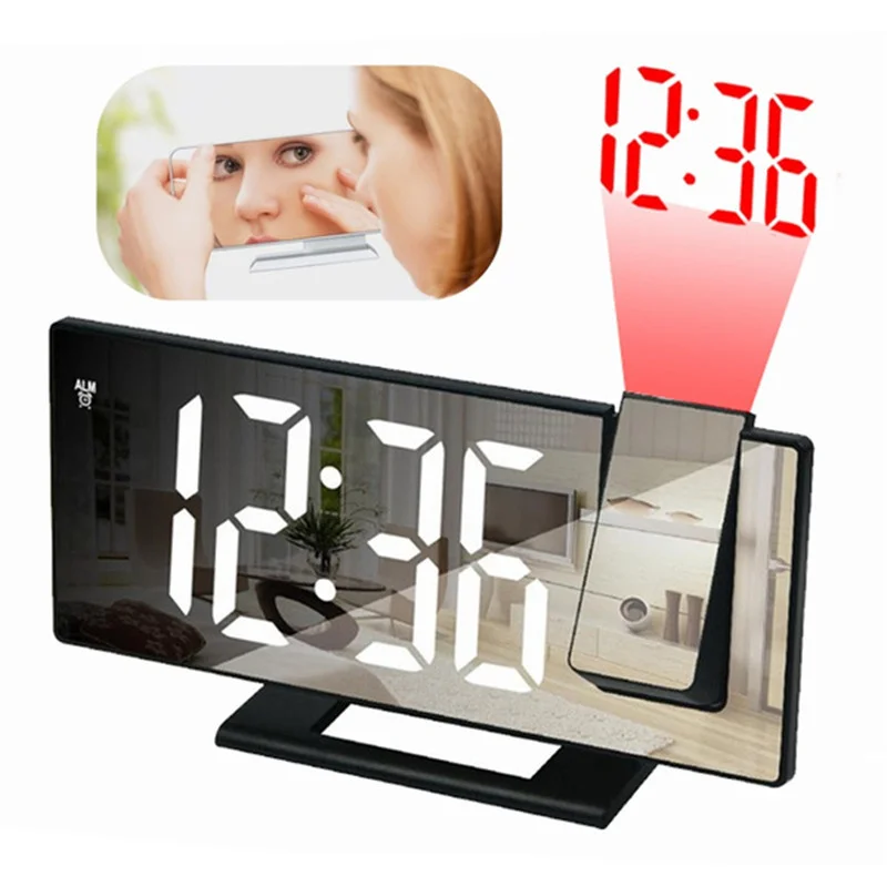 LED Digital Projection Alarm Clock Electronic Clock for Bedroom Projection on Ceiling Electronic Time Projector Bedside Clock
