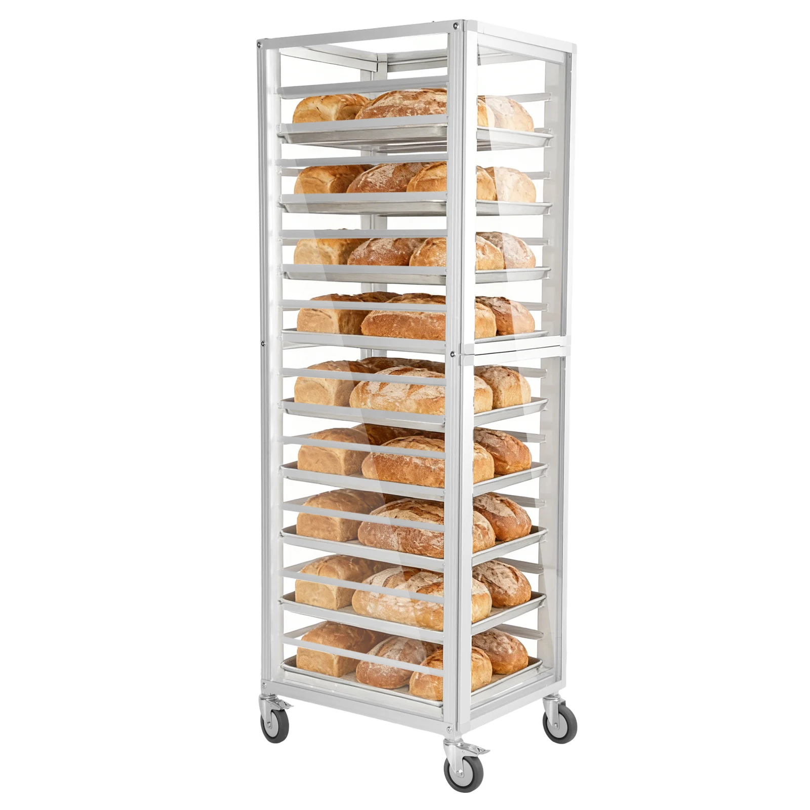 18 Tiers Commercial Bun Pan Bakery Rack with Wheels Rolling Bakers Rack 18.5x24.6x70in NSF Listed for Kitchen Home Bread Baking