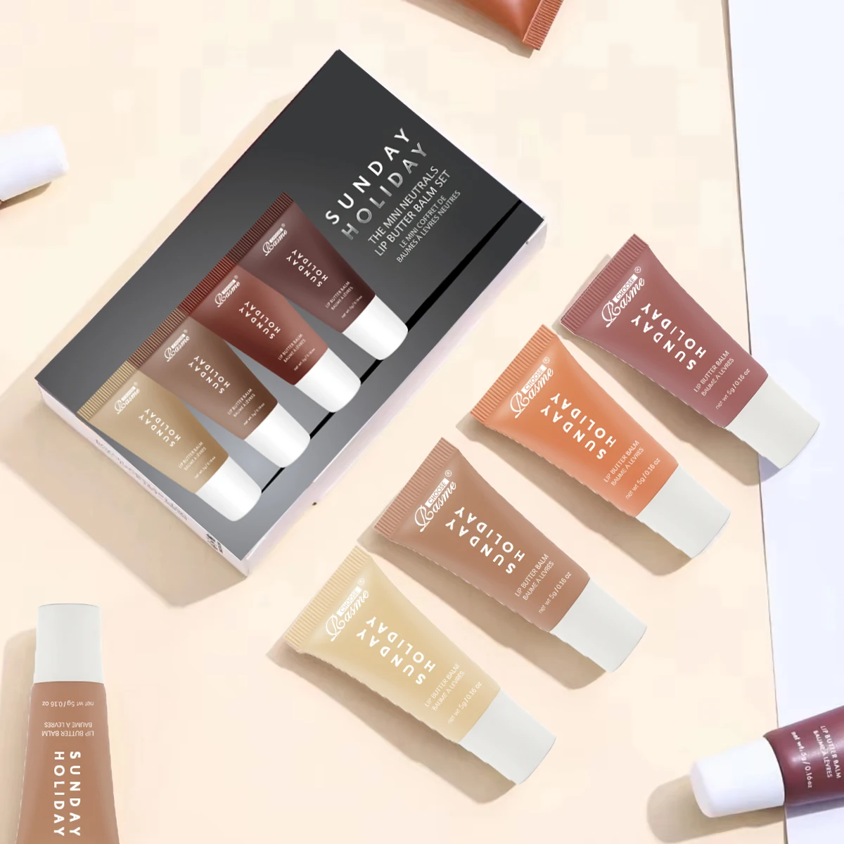 Vanilla Beige Lip Balm Moisturizing Transparent Lipstick Set Smooth Soft Tube Mirror Lip Gloss Lip Makeup