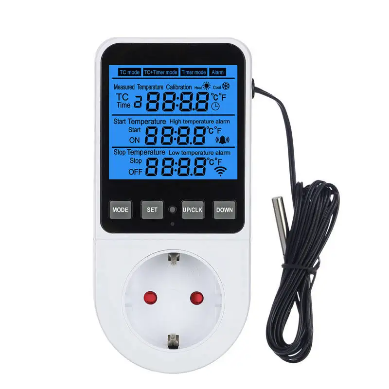 Digital Temperature Controller Socket Thermostat EU Plug 220V With Timer Switch Heating Cooling For Refrigerator Aquaculture