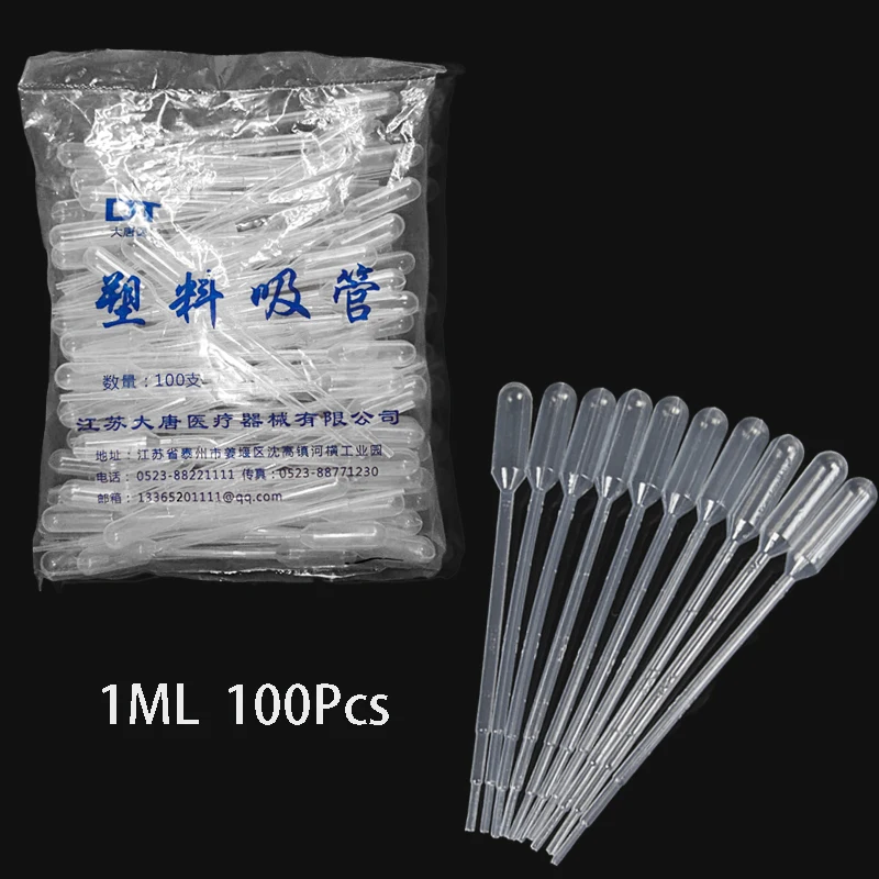 100Pcs Transfer Pipettes 1ml Plastic Transparent Pipettes Disposable Safe Eye Dropper Transfer Graduated Pipettes Lab Supplies