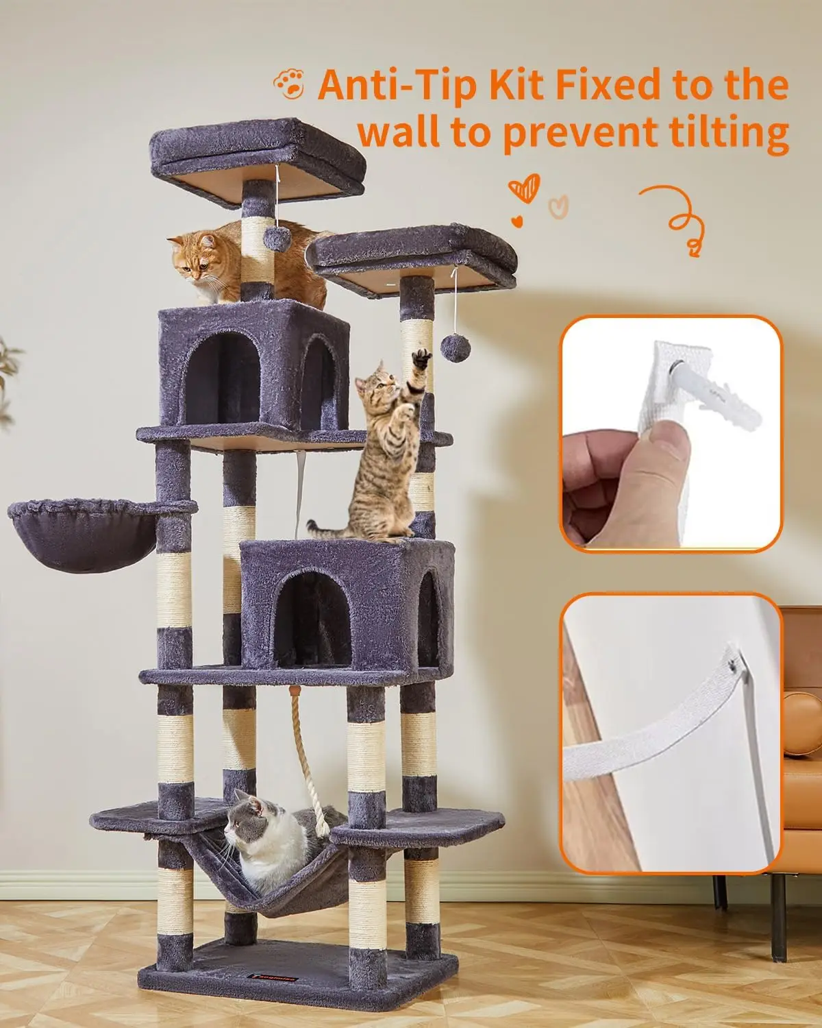 Kattentoren Voor Katten Binnenshuis, Pluche Kattenappartement Met Meerdere Niveaus