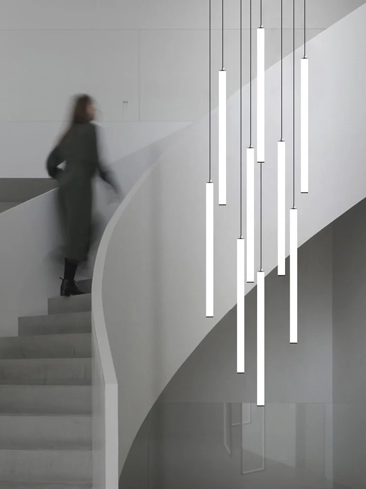 

Nordic LED living room home interior lighting, loft hanging staircase chandelier, suitable for hotel decoration, ceiling lamp