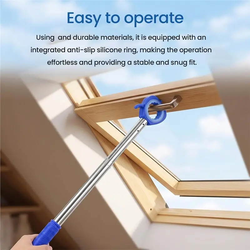 ABUG-Adjustable 3-Stage Extendable Window Opener, Telescopic Window Handle Extension 117 Cm For Roof Windows