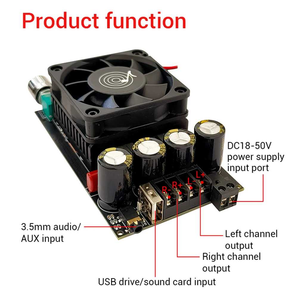 ZK-3002B Bluetooth 5.3 Digital Amplifier Board TPA3255 Stereo 2.0 300W+300W Dual Channel Audio Power Amplifier AUX USB Drive