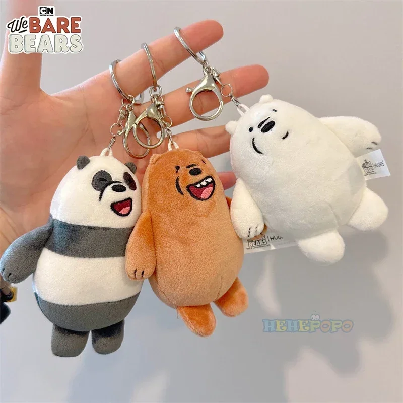 Niedlicher We Bare Bears Plüsch-Schlüsselanhänger, 12 cm große weiche Cartoon-Hängepuppe, ideale Geschenke für Filmfans.