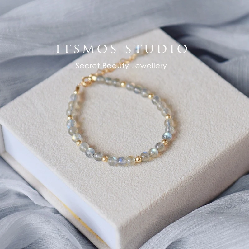 ITSMOS Aurora Bracelet Natural Labradorite 14k Gold Filled Chain for Women Dainty Stacking Healing Crystal Jewelry Gift view 2