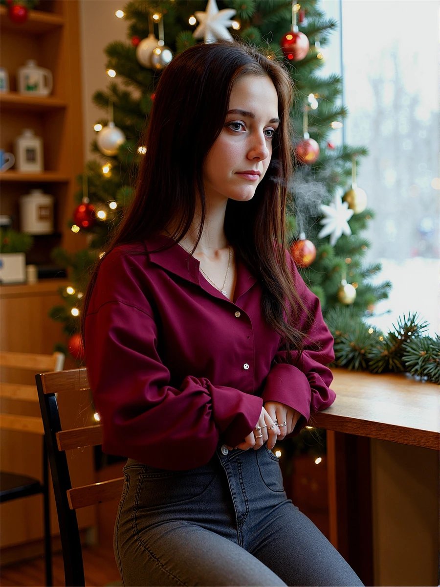 مخطط بوبلين مريح القطع على طراز Preppy طلاب الجامعات ربيع طوال اليوم خفيف الوزن للاستخدام اليومي للنساء بأزرار سفلية #4