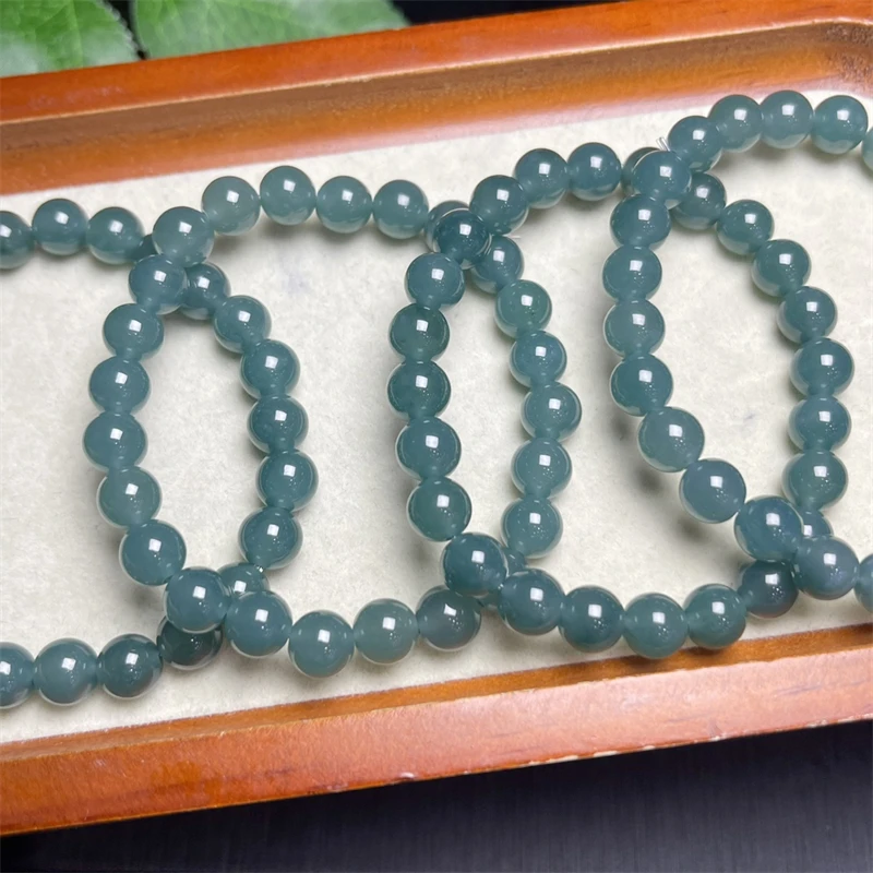 8MM Natural Jadeite Bracelet Charms Handmade Fortune Energy Bangle Mineral Woman Amulet Jewelry Gift 1PCS