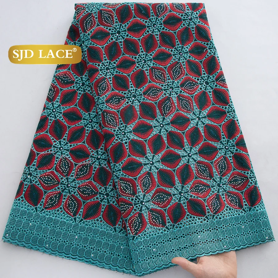 

SJD LACE Swiss Voile Lace Fabrics African Cotton 2026 High Quality 5Yards Nigerian Cotton Lace for Women Party Wedding Sew 4775