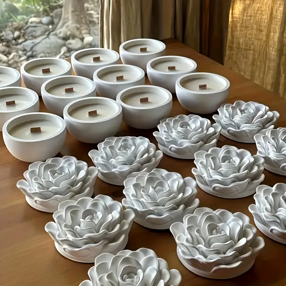 Silikonformen für florale Harzdekorationen, Silikonformen für Kerzengläser mit Deckeln, Gießformen für Gips, Harz, Silikonformen für Kerzenhalter. – Detail 5