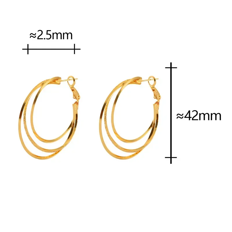 

Real 925 Sterling Silver 18K Gold Three-layer Round Hoop Earrings for Women Vintage Fine Jewelry Exaggerated Accessories