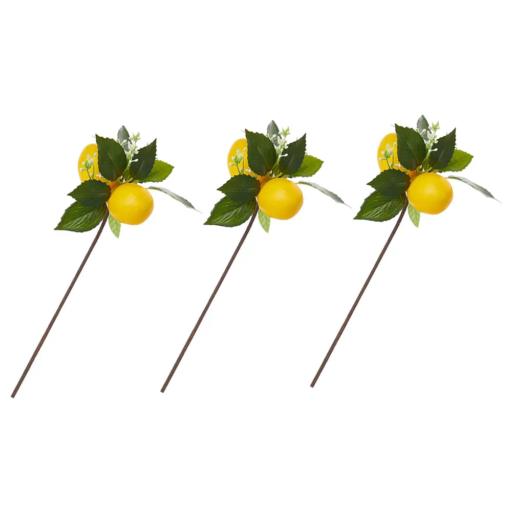 

3 Pcs Lemons Decorations Fake Napkin Artificial Buckle Bouquet Table Yellow Fruits