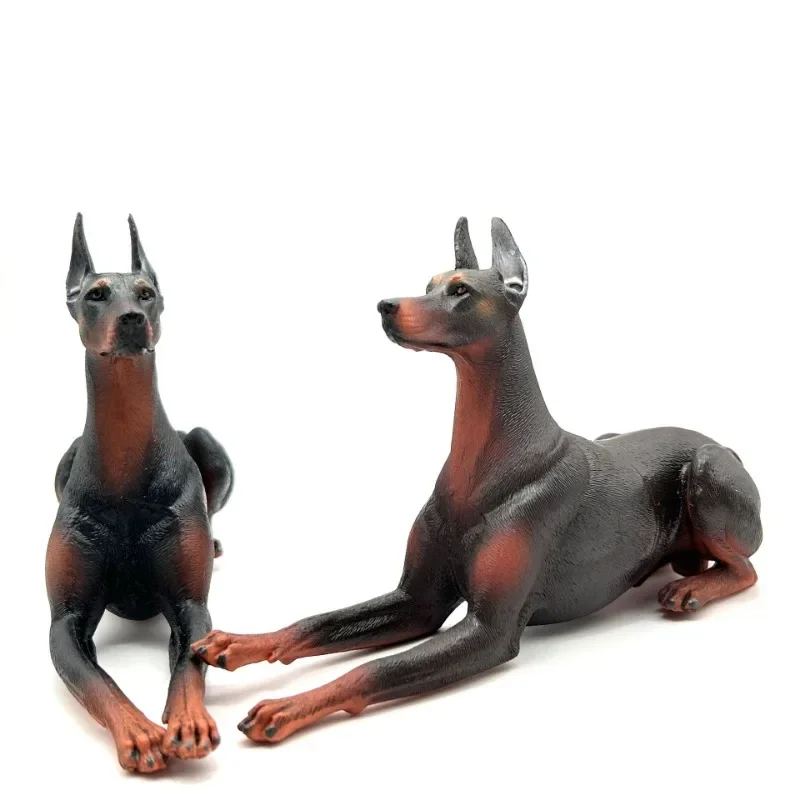 Realistic Solid Animal Simulated Puppy Models: Pitbull, Doberman and Shepherd Pet Dog Toys Figurines