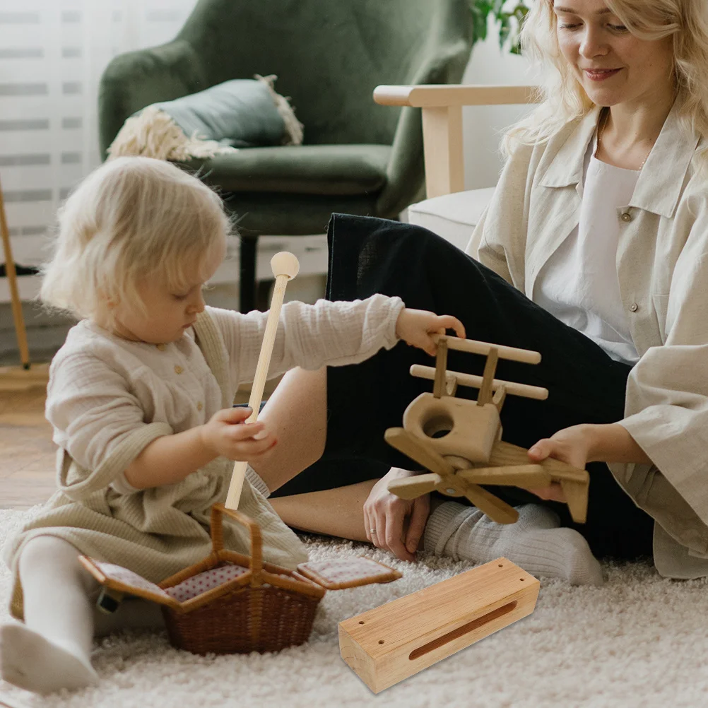 

1Set Wood Musical Block Percussion Instrument Solid Hardwood Compact Size Includes Mallet Drumsticks Education Rhythm Play