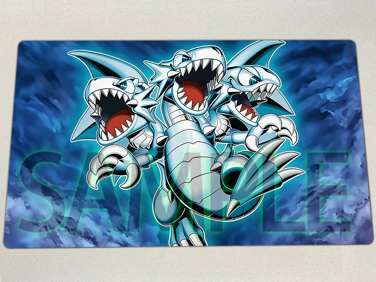 

YuGiOh Playmat ‌Blue-Eyes Toon Ultimate Dragon TCG CCG Mat Board Game Trading Card Game Mat Rubber Mouse Pad Free Bag 60x35cm