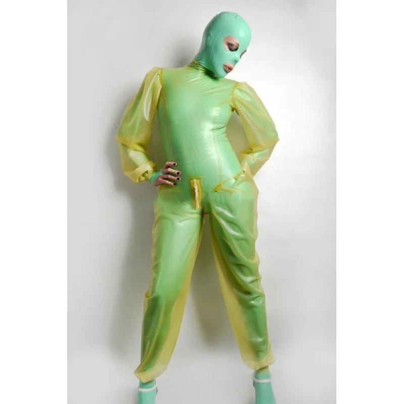 

100% Latex Rubber Gummi Transparent Catsuit Cosplay Bodysuit Zentai 0.4MM S-XXL