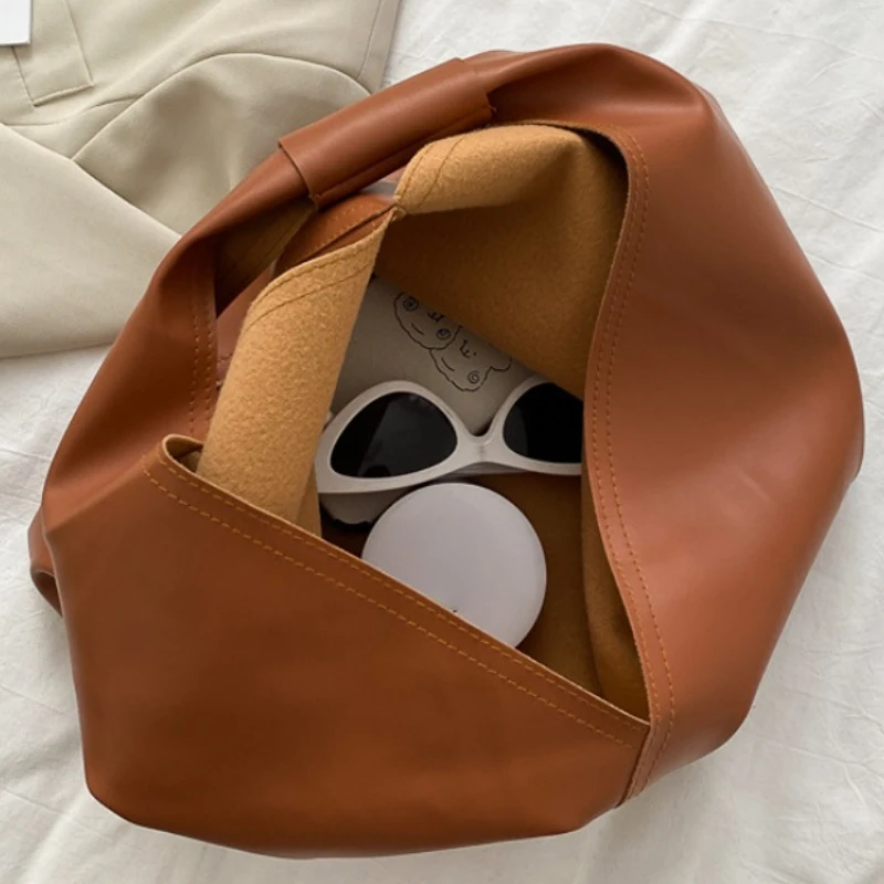 Bolsas de couro para mulheres, bolsas casuais selvagens Hobos senhoras, bolsa de ombro de grande capacidade, bolsa mensageiro feminina simples, nova