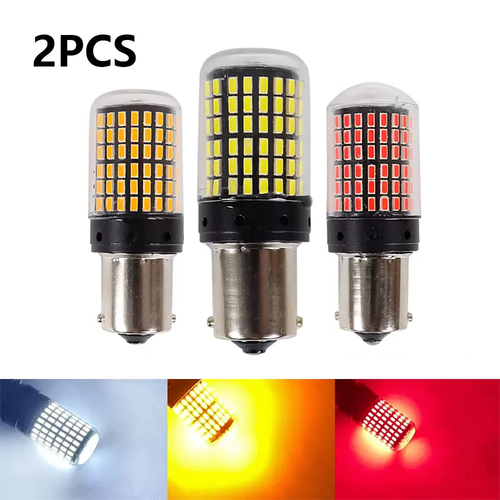 2Pcs Car LED 1156 BA15S P21W BAU15S PY21W 1157 BAY15D 7443 LED Bulbs Replacement 144SMD CanBus Lamp Reverse Turn Signal Lights