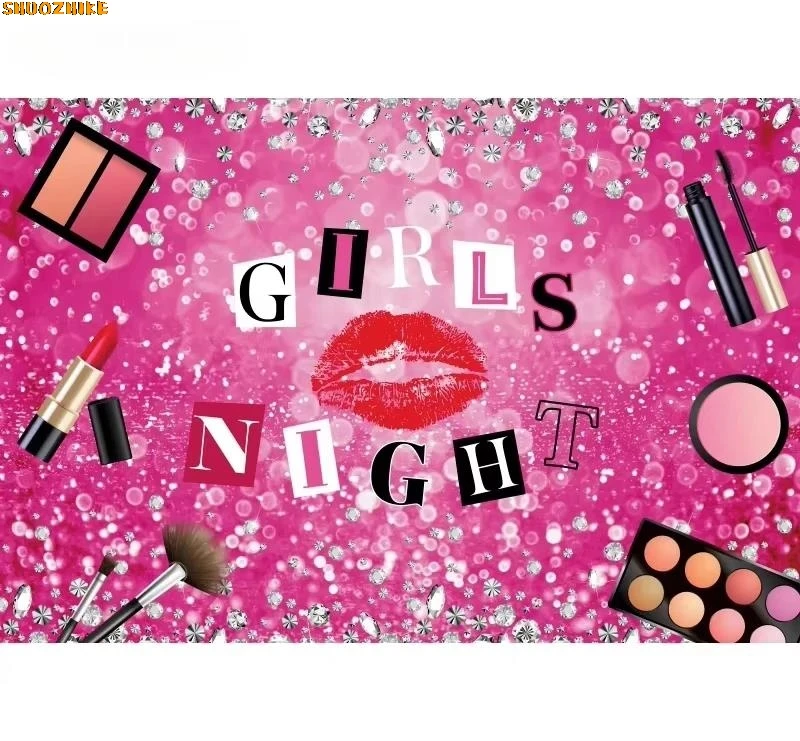

Pink Beauty Makeup Spa Party Decor Backdrop Women Girls Birthday Decoration Banner Photography Background Photo Booth Studio