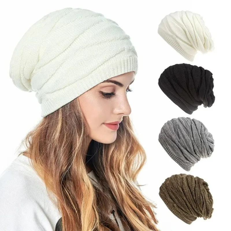 Knitted Baggy Beanie Oversized Winter Hat Ski Slouchy Cap Skullies Beanies Women Men Winter Wool Warm Cap Beanies Unisex