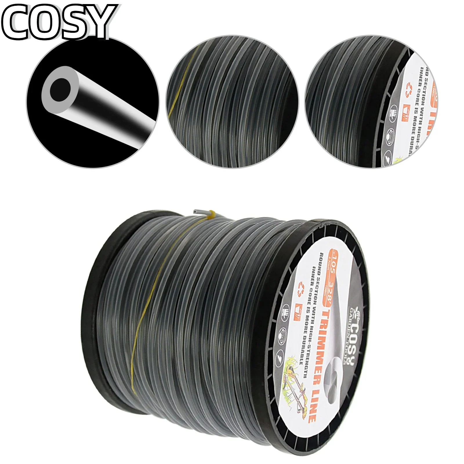 Circular Brush Cutter Trimmer Wire4.0mmSilver Black Dual Color Electric Lawn Mower Nylon Wire Accessories GardenTool Accessories