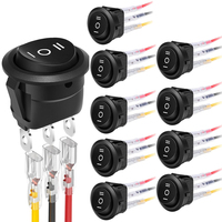 5pcs 12 Volt 3 Way Round Rocker Switch 3 Position ON/Off/ON Rocker Switch 3 Pin 6A/250V AC 10A/125V DC SPST Circle Toggle Switch