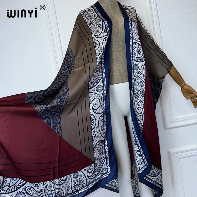 WINYI-Robe élégante à imprimé bohème pour femme, cardigans africains, vêtements d'été sexy, kimonos de plage