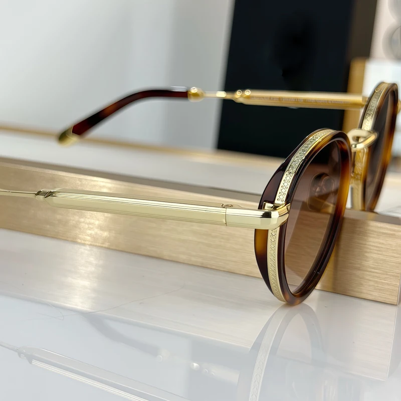 

Classical Oval Metal Men'sSunglassesDesign High Quality UV400 Retro Optical Glasses with Case Women Gold Tortoise Luxury Brand