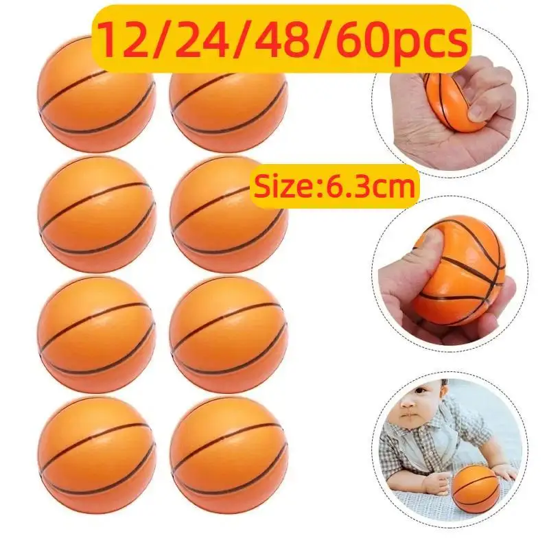 12-60Pcs Squeeze Basketball Toys Kids Sports Theme Birthday Party Favors Rubber Basketball Gift  Decor Goodie Bag Pinata Filler