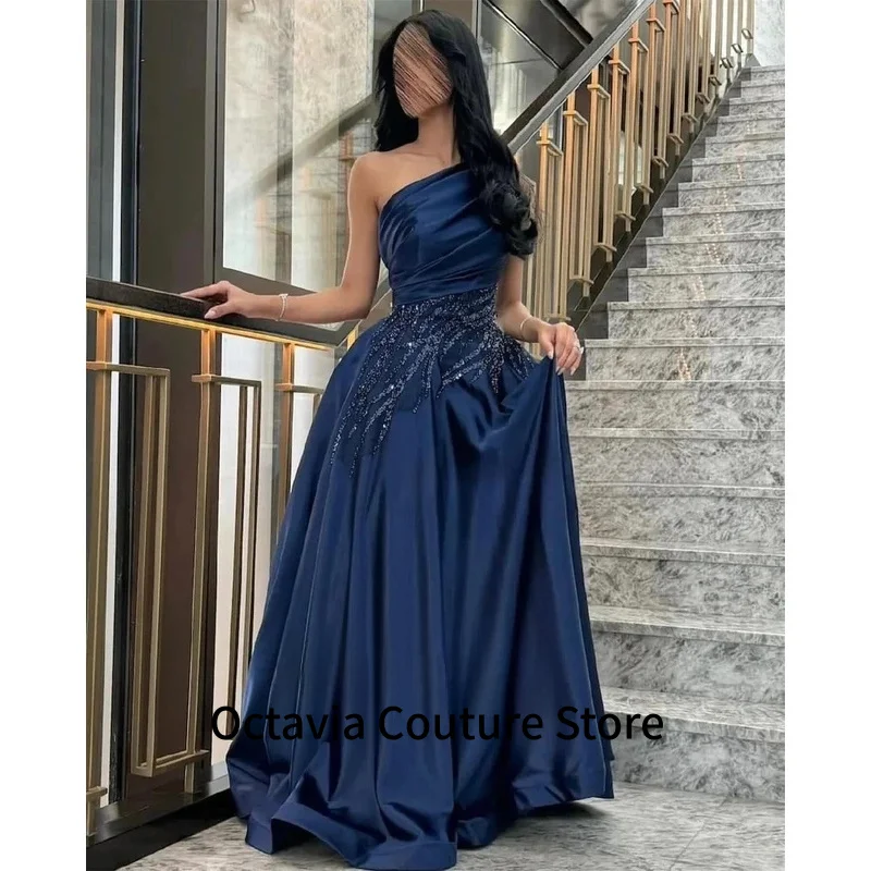 

Роскошное женское вечернее платье темно-синего цвета с атласной блестящей отделкой, выпускные платья, элегантное вечернее платье для выпускного вечера, свадьбы по индивидуальному заказу