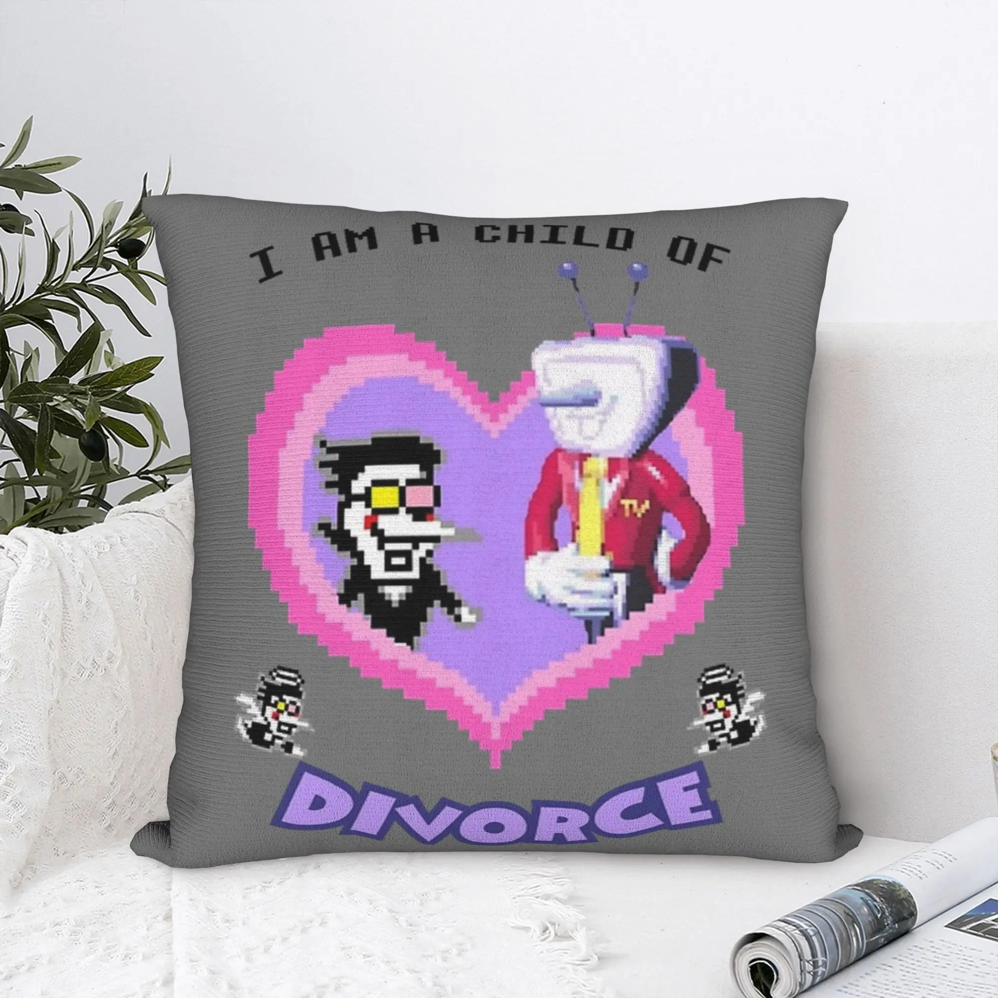 Printed Deltarune Spamton Tenna Pillowcase Cushion Cover Decor Child of Divorce Throw Pillow Case Cover Sofa Zippered 45*45cm
