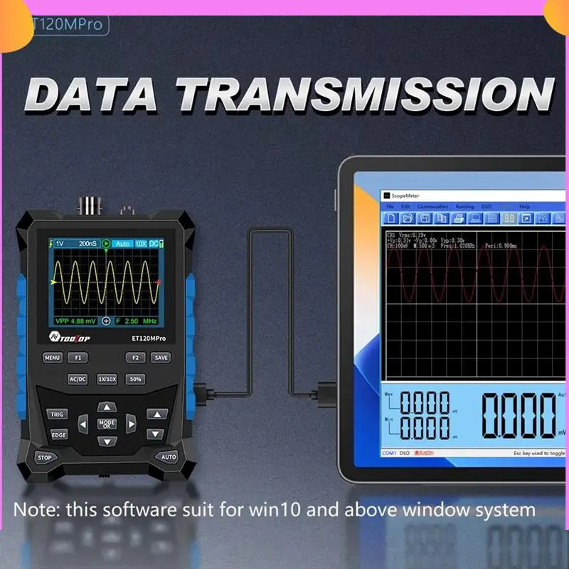 

A23P TOOLTOP Portable Automotive Oscilloscope Car Diagnosis Tools Et120mpro Signal Source 2-In-1 500MS/S 120Mhz
