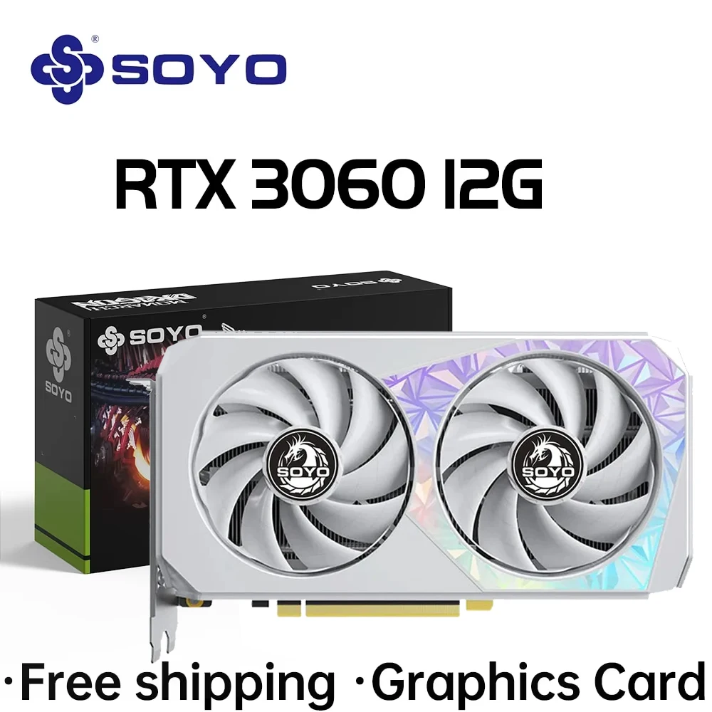 

SOYO New Gaming Graphics Cards NVIDIA GeForce RTX 3060 12GB GDDR6 192 Bit Desktop GPU Video Card For PC Computer Components