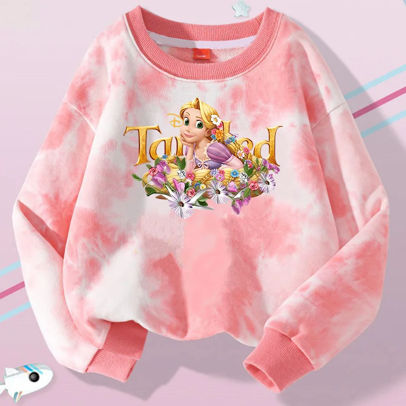 Tangled Rapunzel Princess Kids Bottoming Shirt Crewneck Girls Sweatshirt Pullover Blouse Autumn Casual Long-sleeved Tops