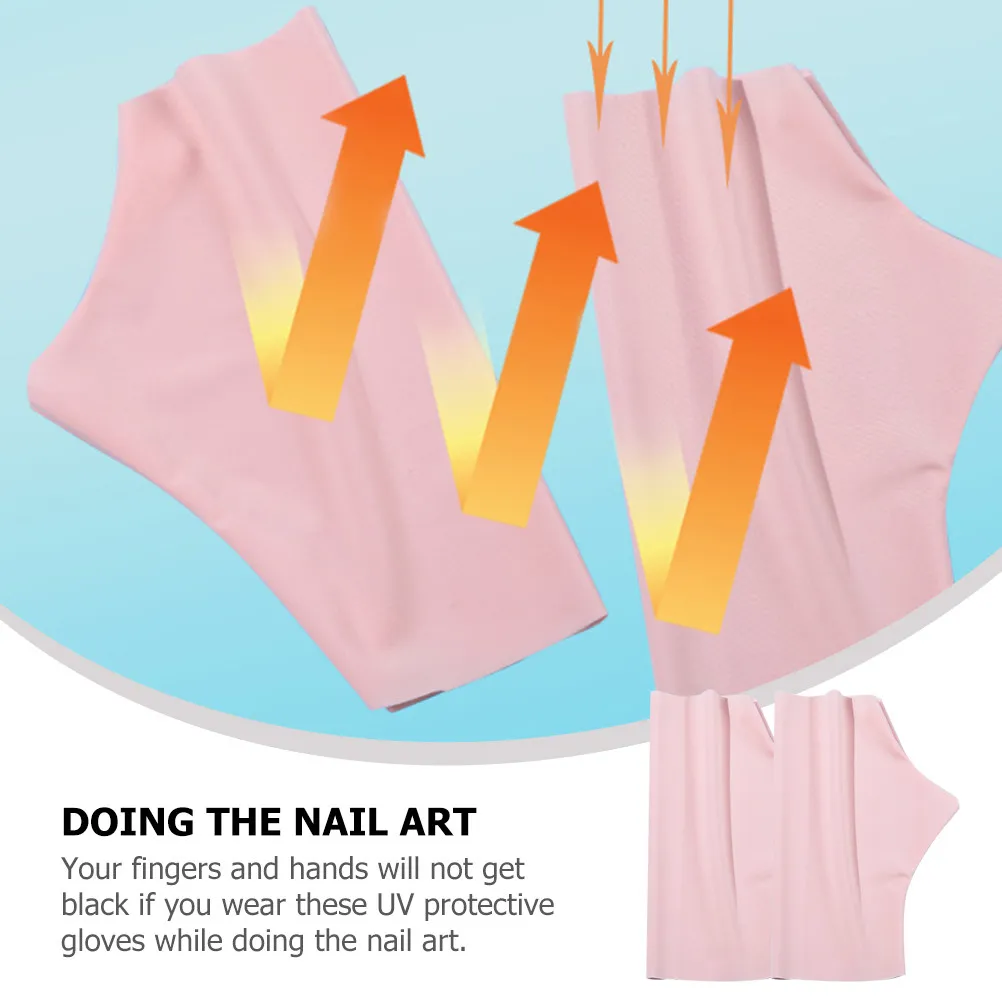 

1Pair Nail Art Anti Uv Gloves Comfortable Half Finger Manicure Protection Soft Elastic for Salon Use Daily Outdoor