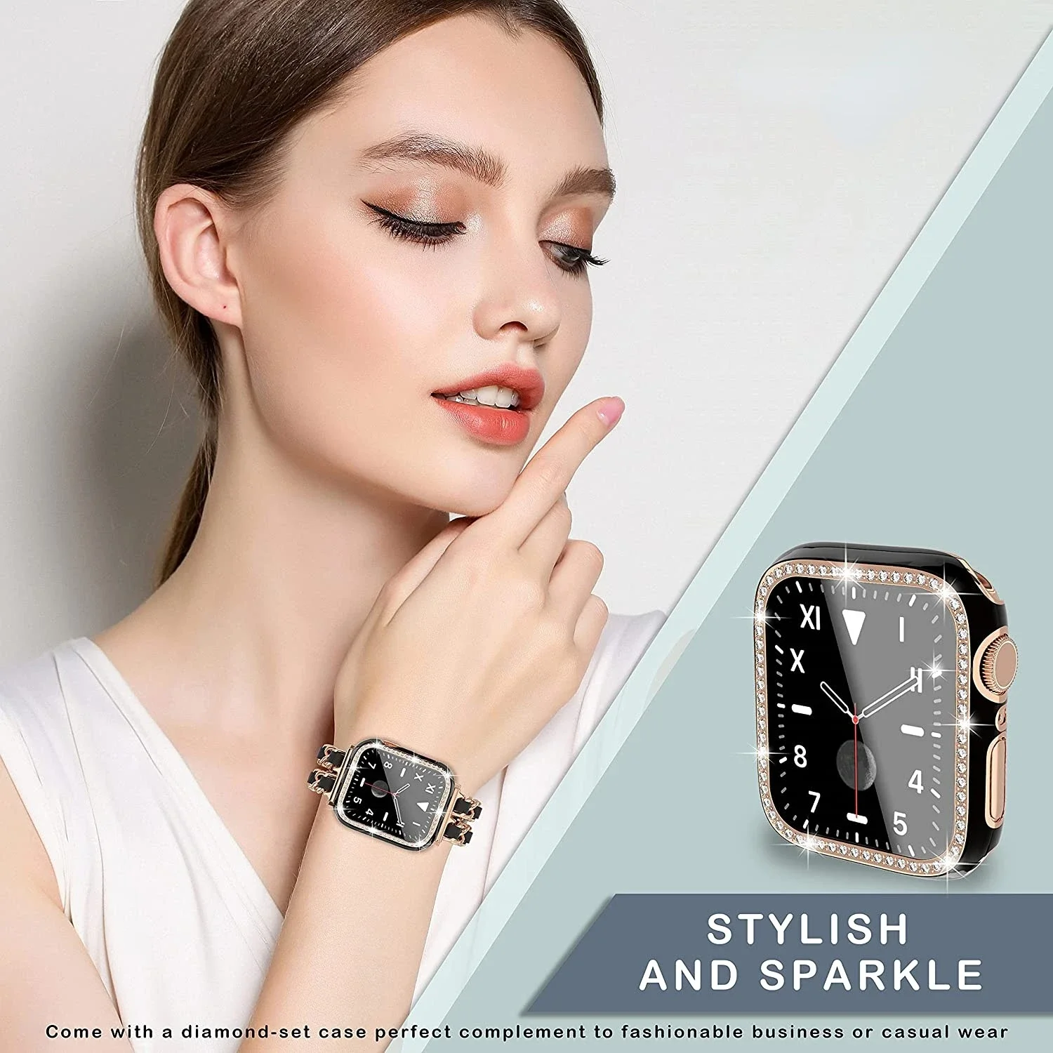 Металлический ремешок + чехол для Apple Watch Band 10 46 мм 42 мм Защитный стеклянный чехол iWatch 9 8 7 6 5 4 SE 45 мм 41 мм 44 мм 40 мм Корреа Shell